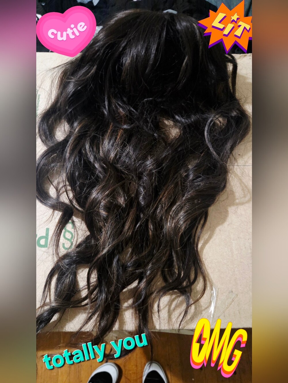 Dark Brown Wavy With Bangs  Clip-In Lace Topper - Natural Shine